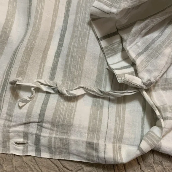 Eileen Fisher Home Garnet Hill White&Gray Striped Linen Duvet Double/Queen 88x94
